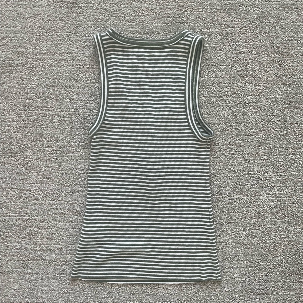 Aerie tank top stripe green white women’s casual lightweight coquette minimalist - Picture 2 of 3